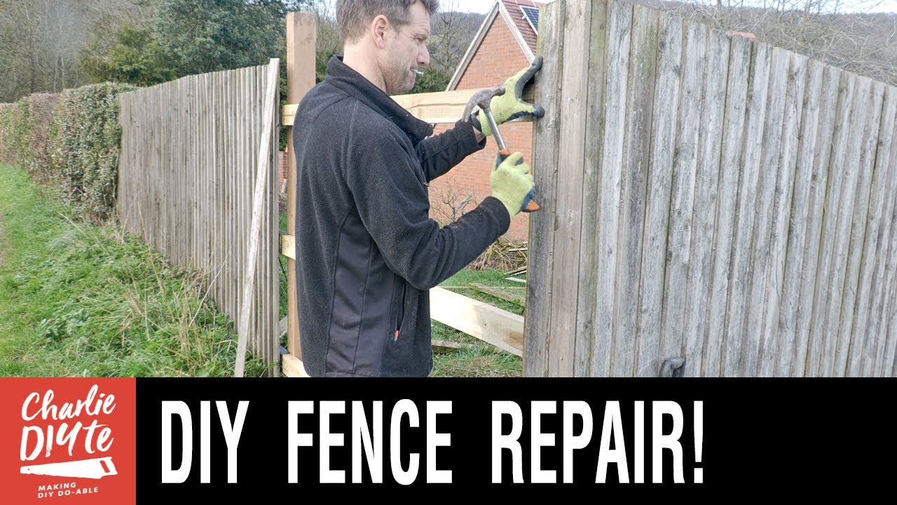 Garden fence panel repair and replacement in progress