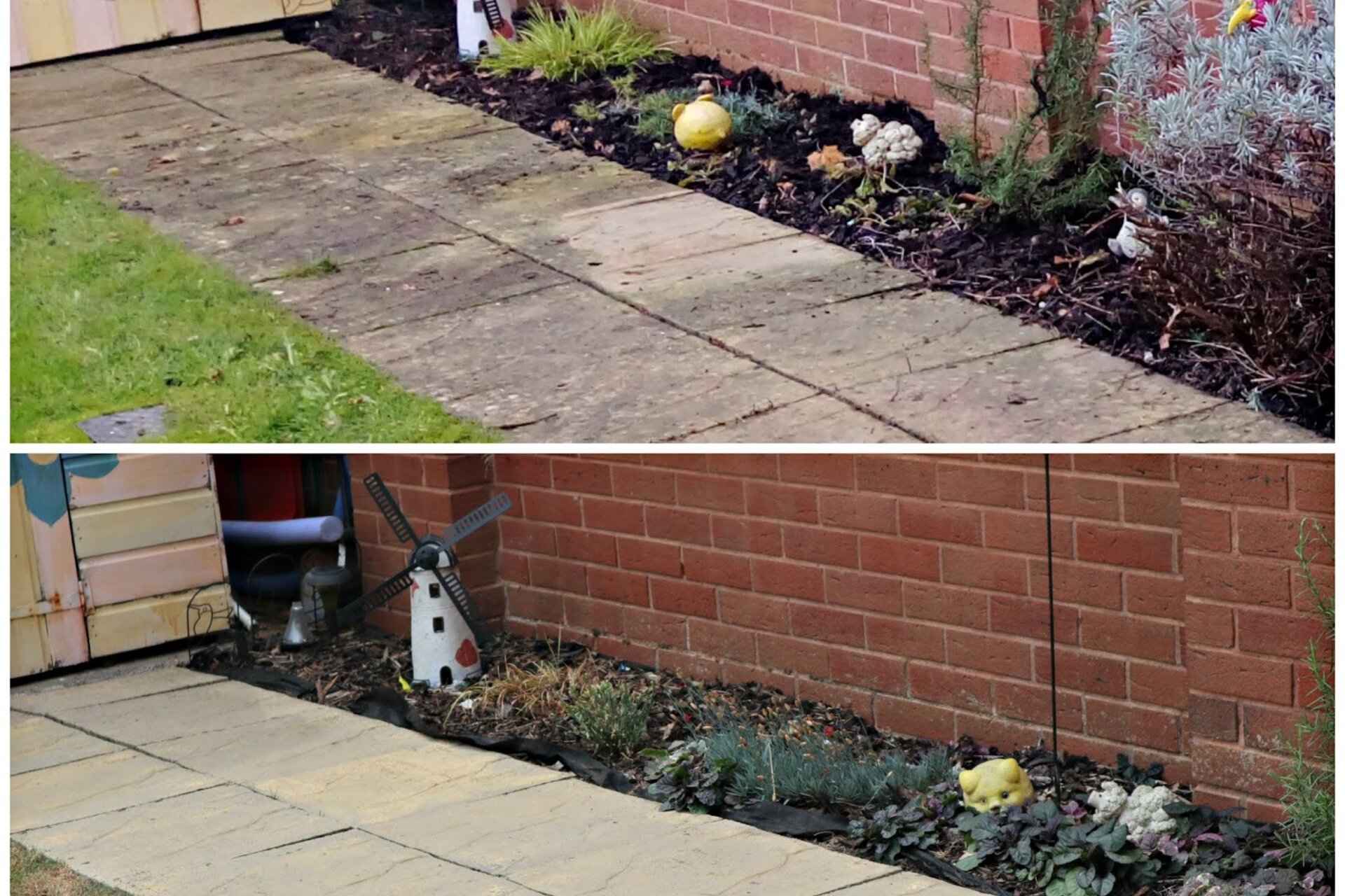 Patio pressure washing before and after